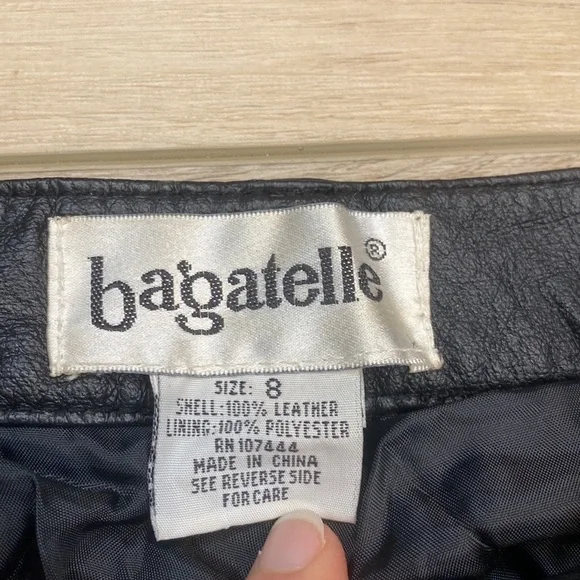 Bagatelle Real Black‎ Leather Pants High Rise Biker Punk Grunge Womens Vintage - Picture 12 of 15